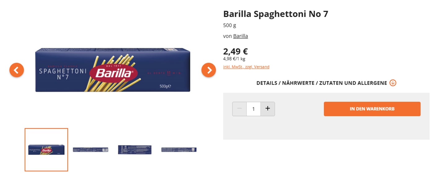 Ціни на макарони у Німеччині