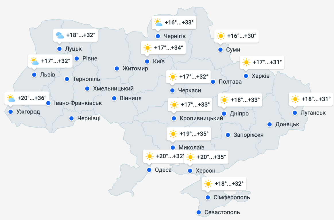 До +37 и почти без дождей: прогноз погоды в Украине на завтра - фото 1
