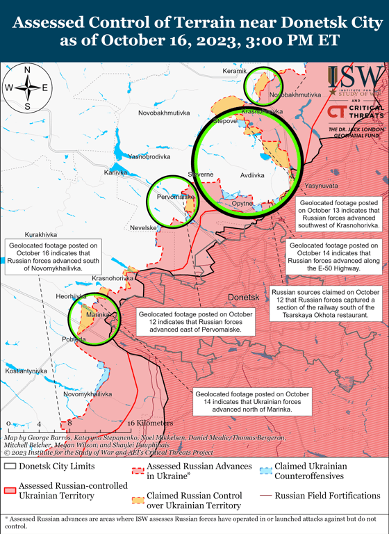 Карта бойових дій в Донецькій області від ISW