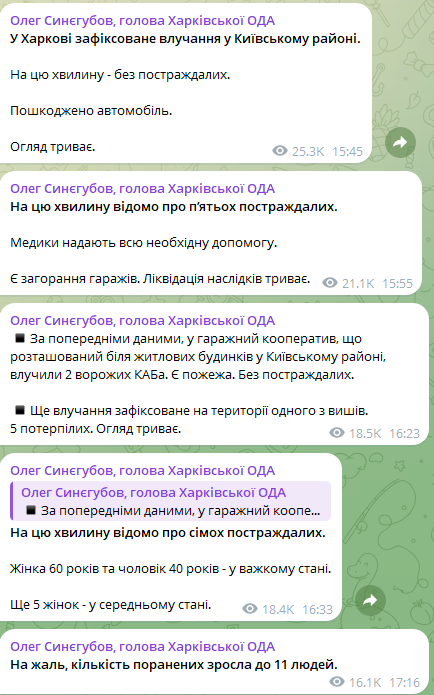 Дописи Олега Синєгубова. Фото: скриншот