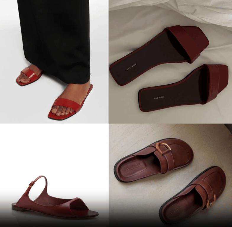 Минималистичные шлепанцы из кожаного материала