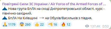 Атака "Шахедов" на Киевскую область ночью 16 сентября