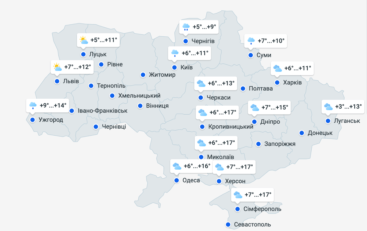 Погода в Україні 25 березня