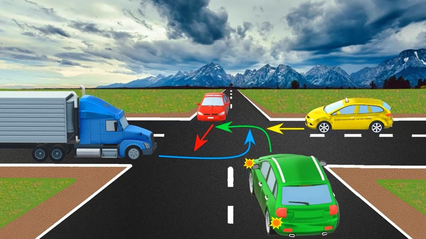 Тест по ПДД: как разъехаться на перекрестке, когда все водители имеют помеху справа