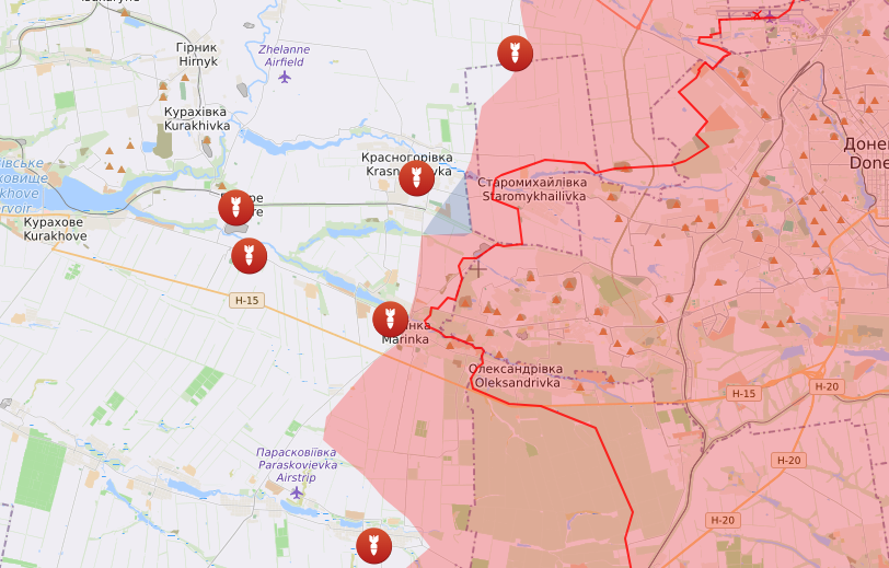 Карта боевых действий от Liveuamap на 6 сентября