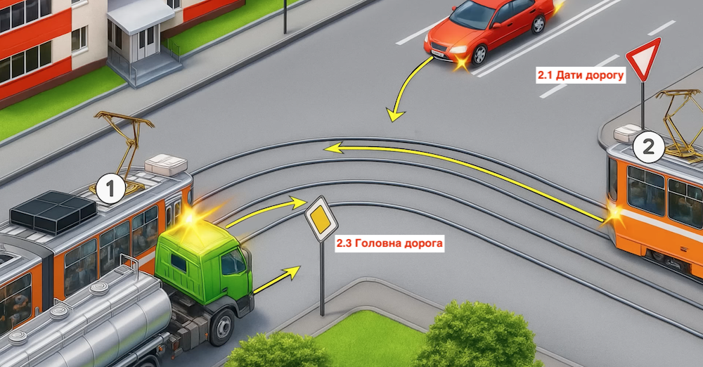 Тест з ПДР: який порядок розʼїзду на перехресті?