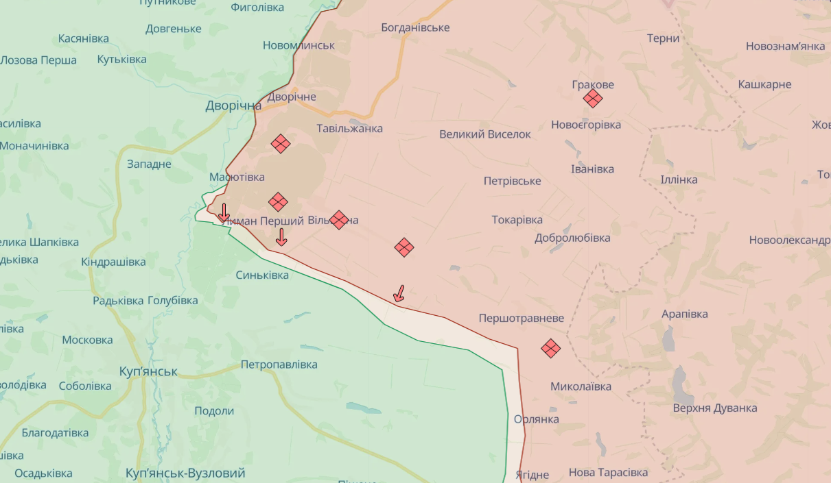 Карта боевых действий на Сватовском направлении от Deepstate