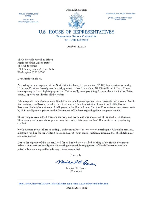 "Червона лінія" для США — конгресмен звернувся до Байдена щодо військ КНДР в Україні - фото 2