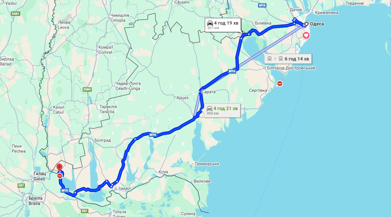 Затори на трасі Одеса-Рені у напрямку Рені