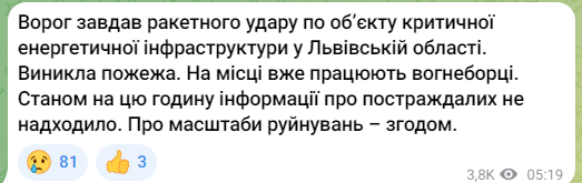 Наслідки ракетного удару у Стрию