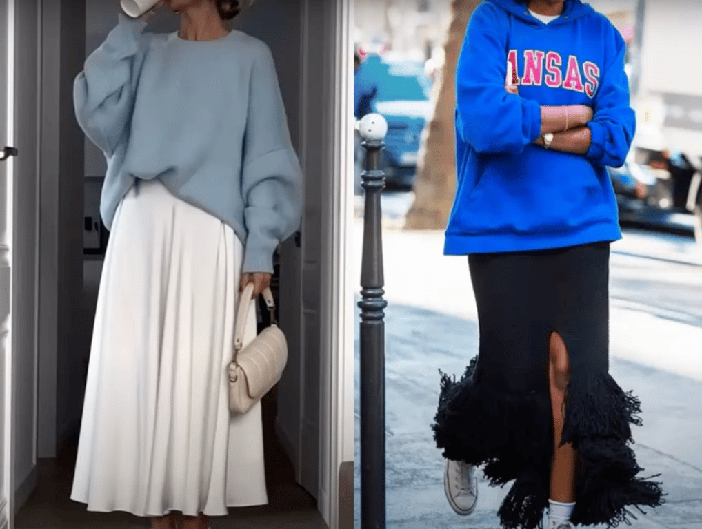 Дуже цікавий образ з худі та спідницею