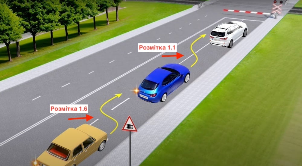 Дорожные разметки 1.6 и 1.1.