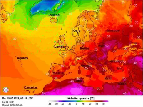 Карта з температурою на 15 липня 2024