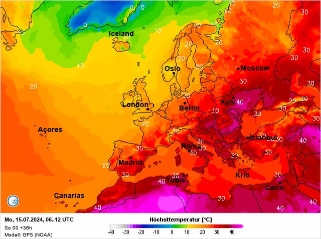Карта з температурою на 15 липня 2024