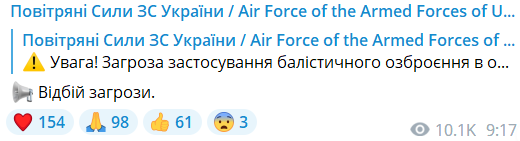 Повітряна тривога в Україні