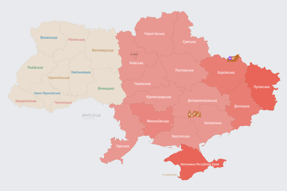 Обстріл балістикою України в ніч проти 1 серпня