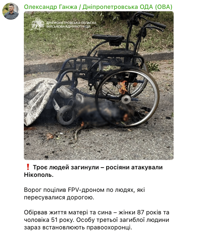 Враг атаковал Никополь с помощью FPV-дрона: среди погибших — мать и сын - фото 2