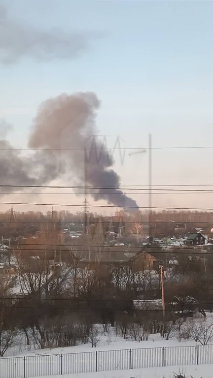 Пожар на нефтебазе в Рязани