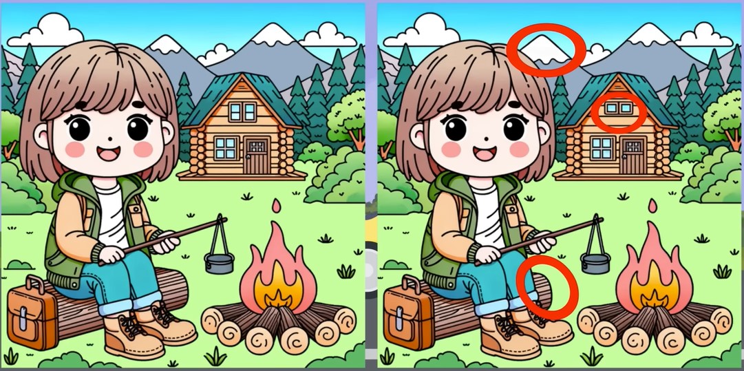 Допоможіть милій дівчинці знайти три відмінності на мальовничій галявині - фото 2