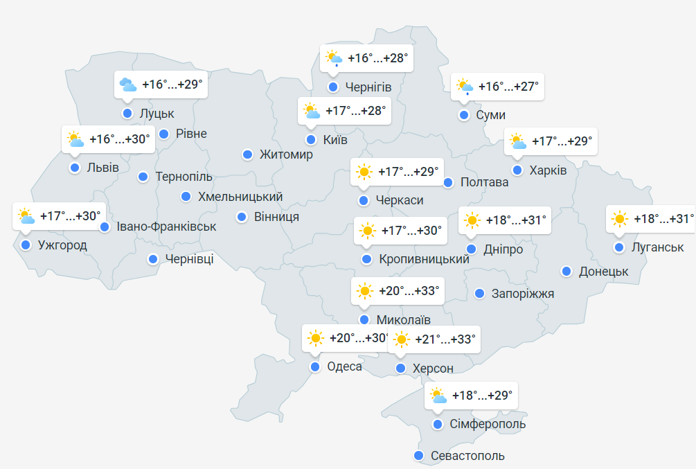 Погода в Україні на 19 червня