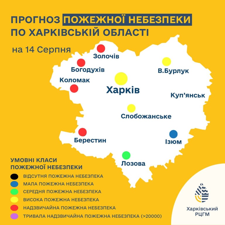 Пожежна небезпека у Харьківській області 14 серпня