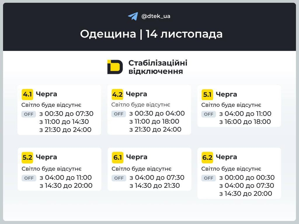 Графіки відключень в Одесі