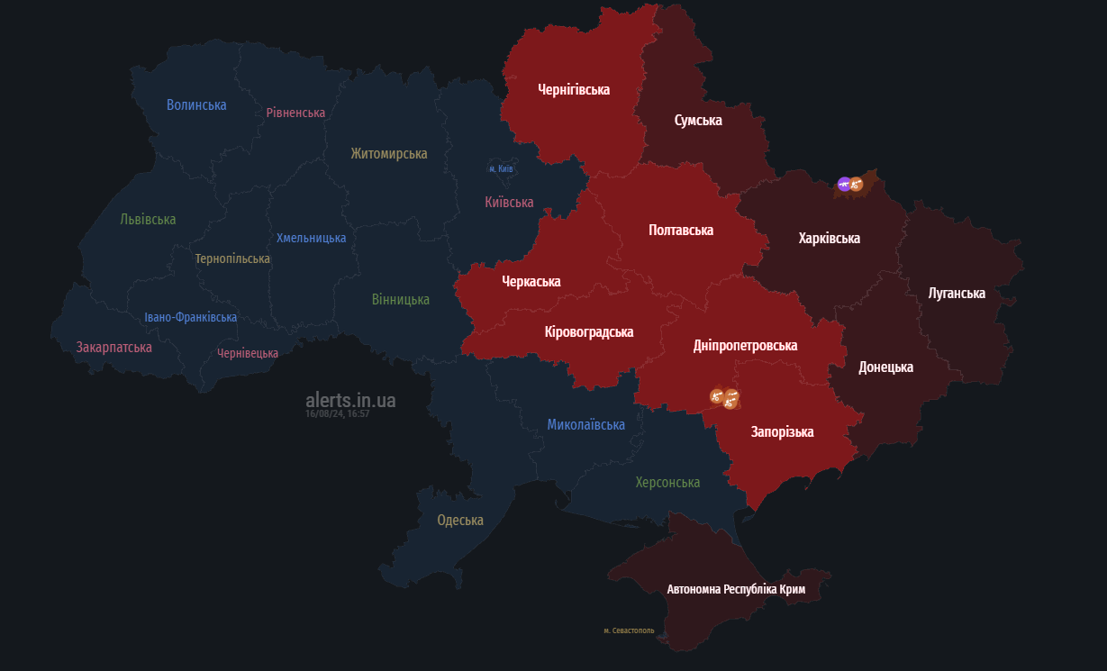 повітряна тривога 16 серпня