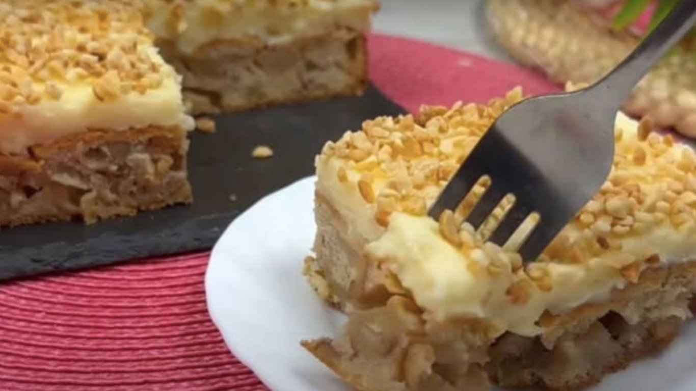 яблочный пирог с кремом