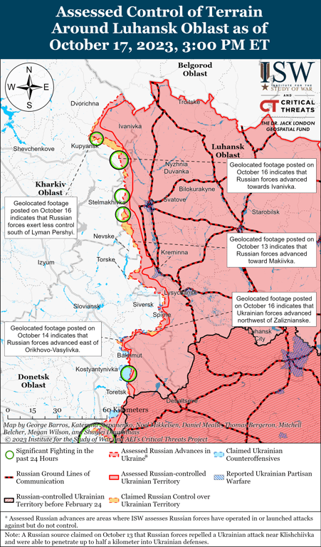 Карта бойових дій в Луганській області від ISW