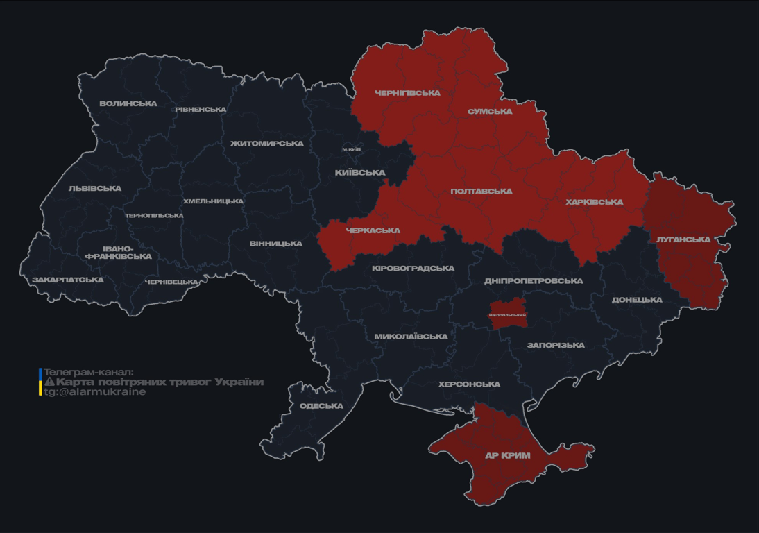 Повітряна тривога в Україні вночі 26 серпня