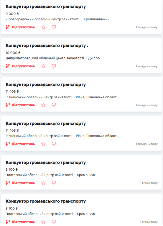 Вакансии кондуктором