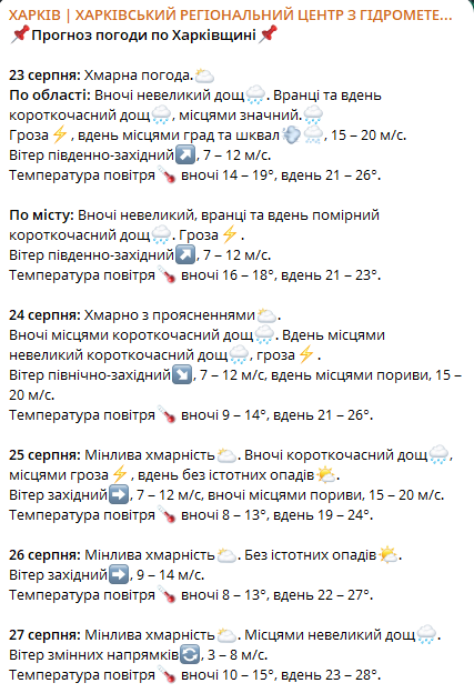 Невтішний прогноз — що готує погода мешканцям Харківщини - фото 1