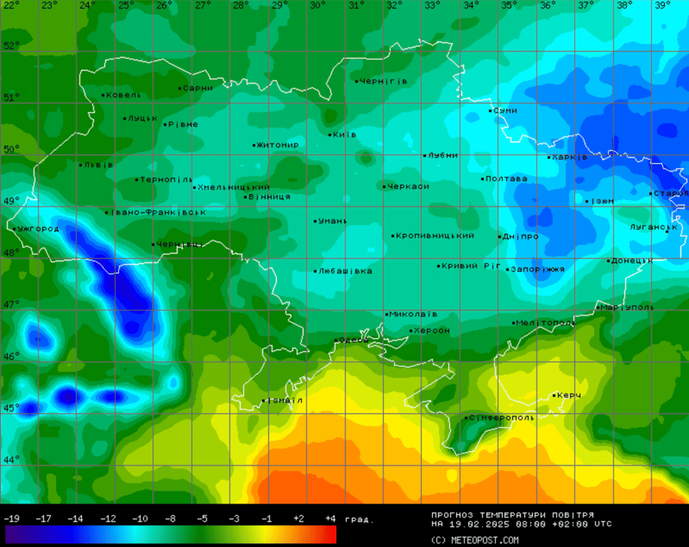 Погода в Україні 19 лютого
