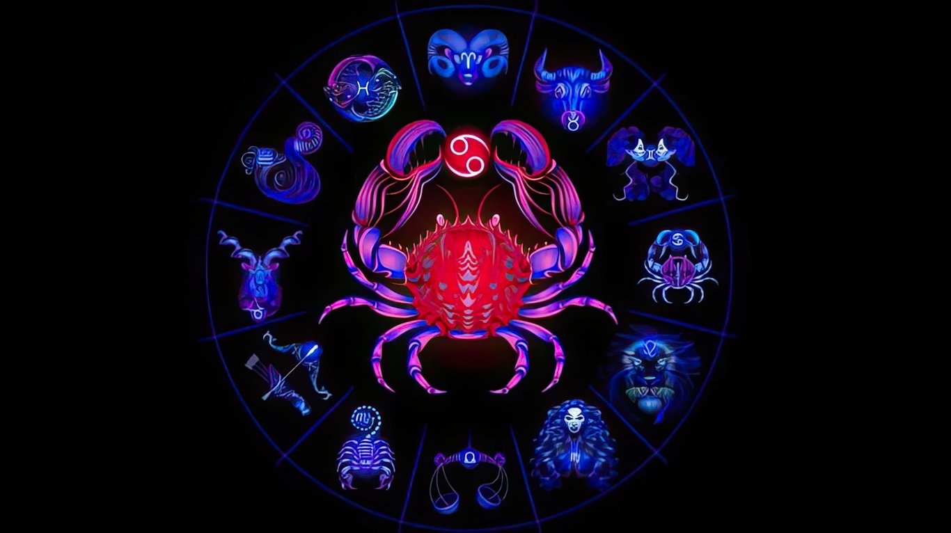Символ знака Зодиака Рак в астрологическом круге