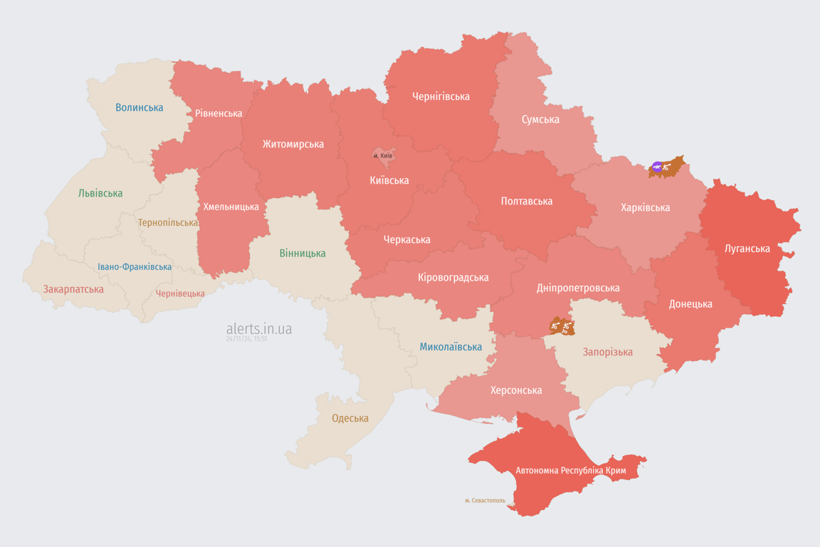Карта повітряних тривог України