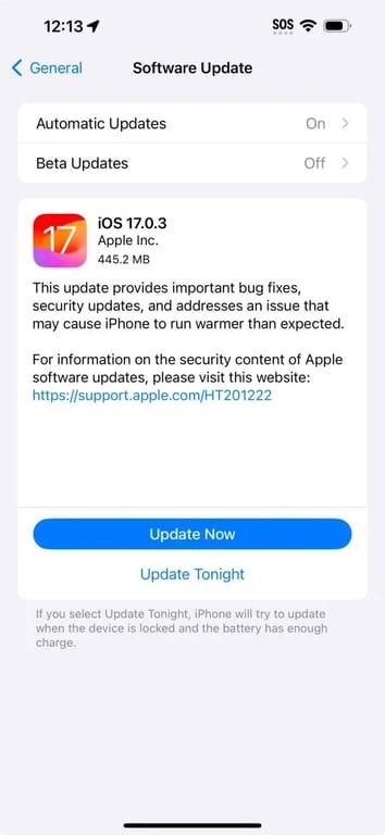 Оновлення iOS 17.0.3