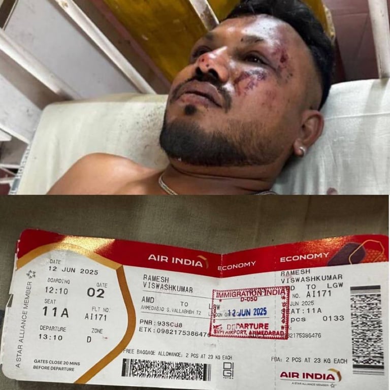 Рамеш Вішвакумар — єдиний, хто вижив у авіакатастрофі в Індії