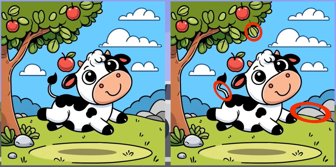 Лише кмітливі знайдуть три відмінності на малюнку з милою веселою корівкою - фото 2