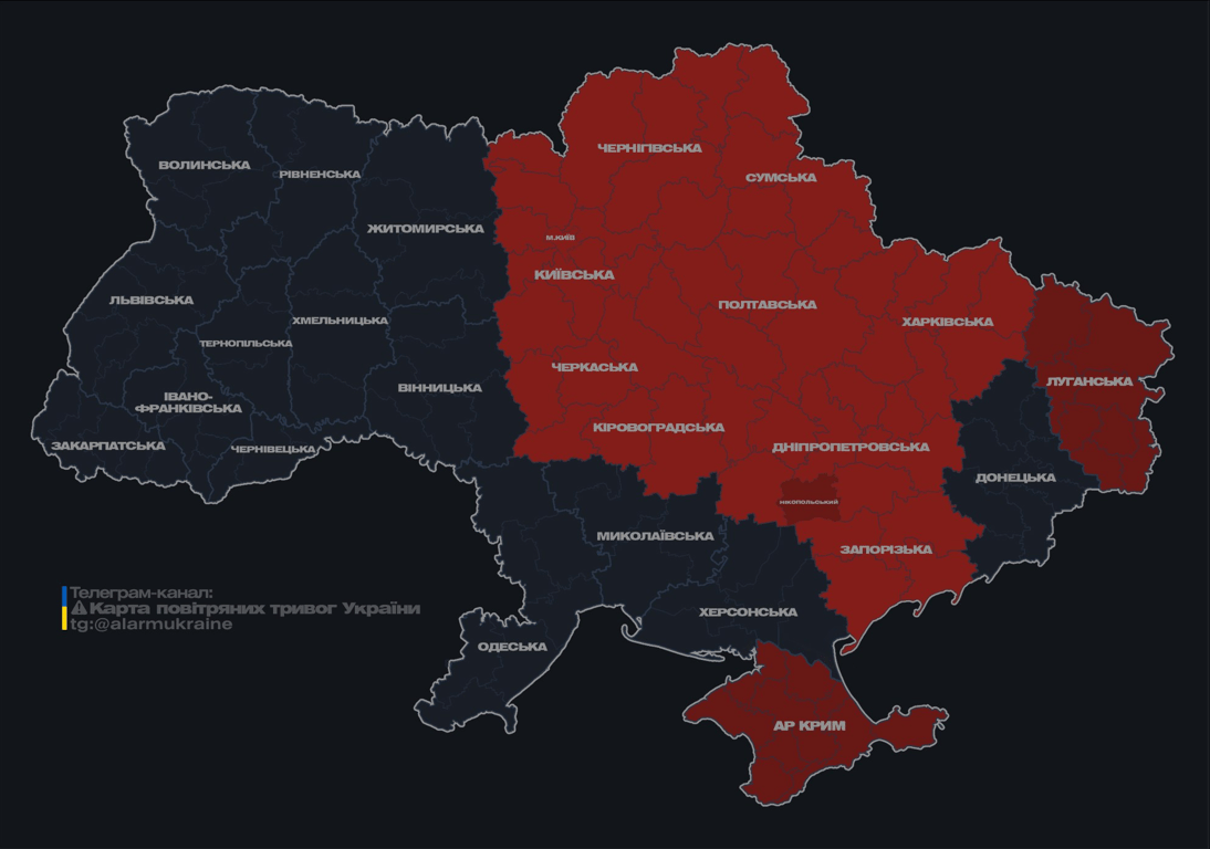 Повітряна тривога в Україні вночі 19 листопада