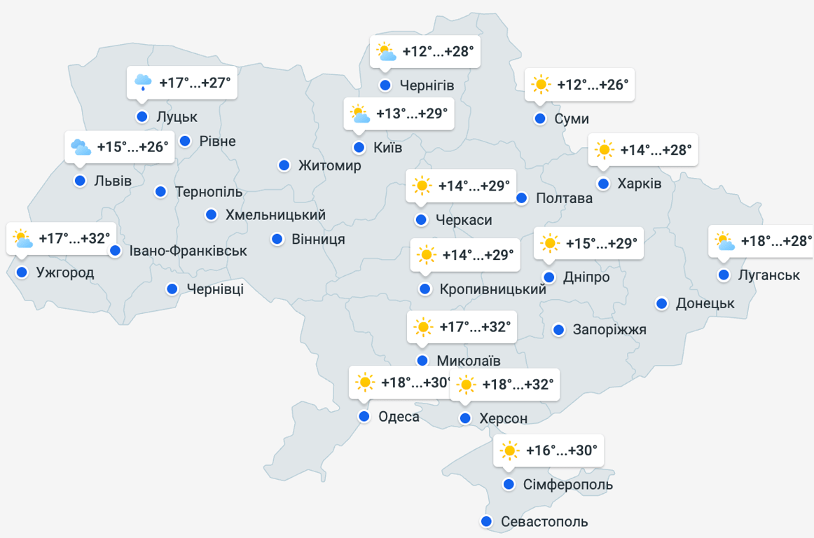 Прогноз погоди в Україні на 19 липня