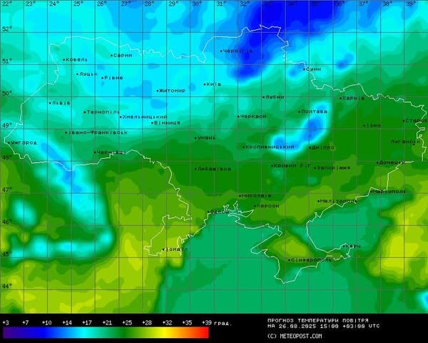 Прогноз погоди 26 серпня