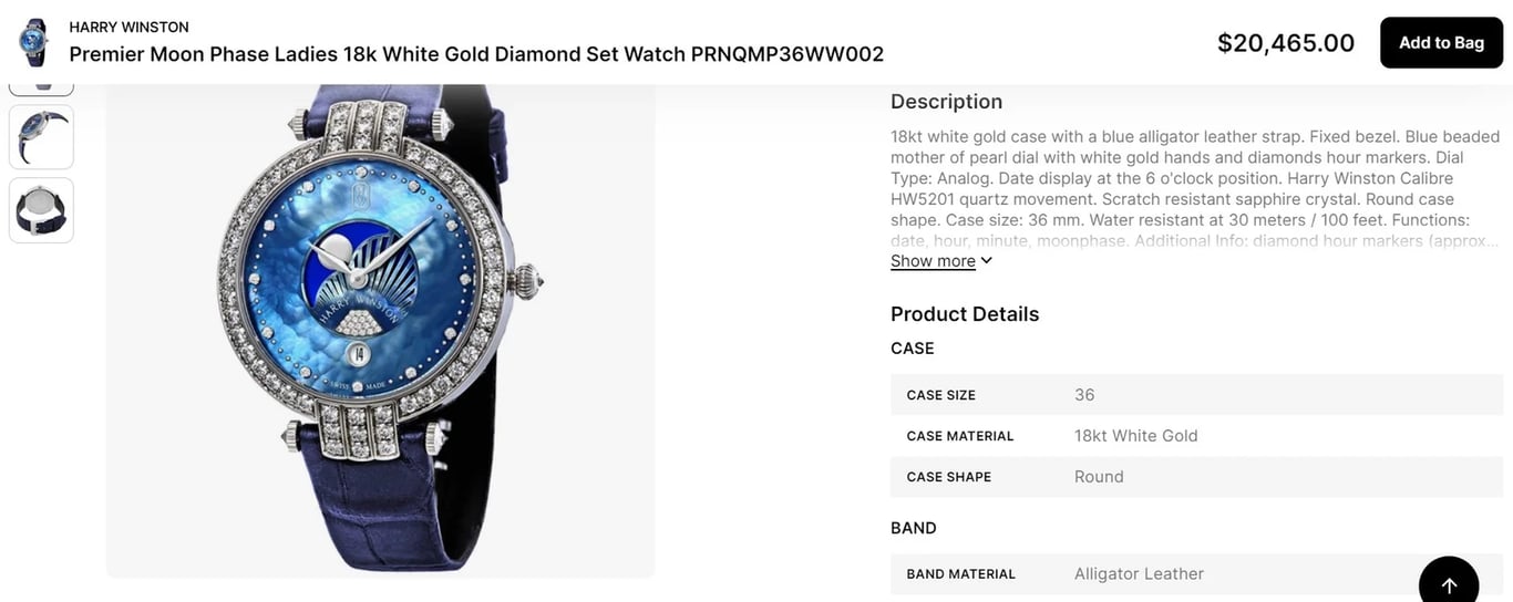 Часы Harry Winston Premier Moon Phase. Фото: Информатор