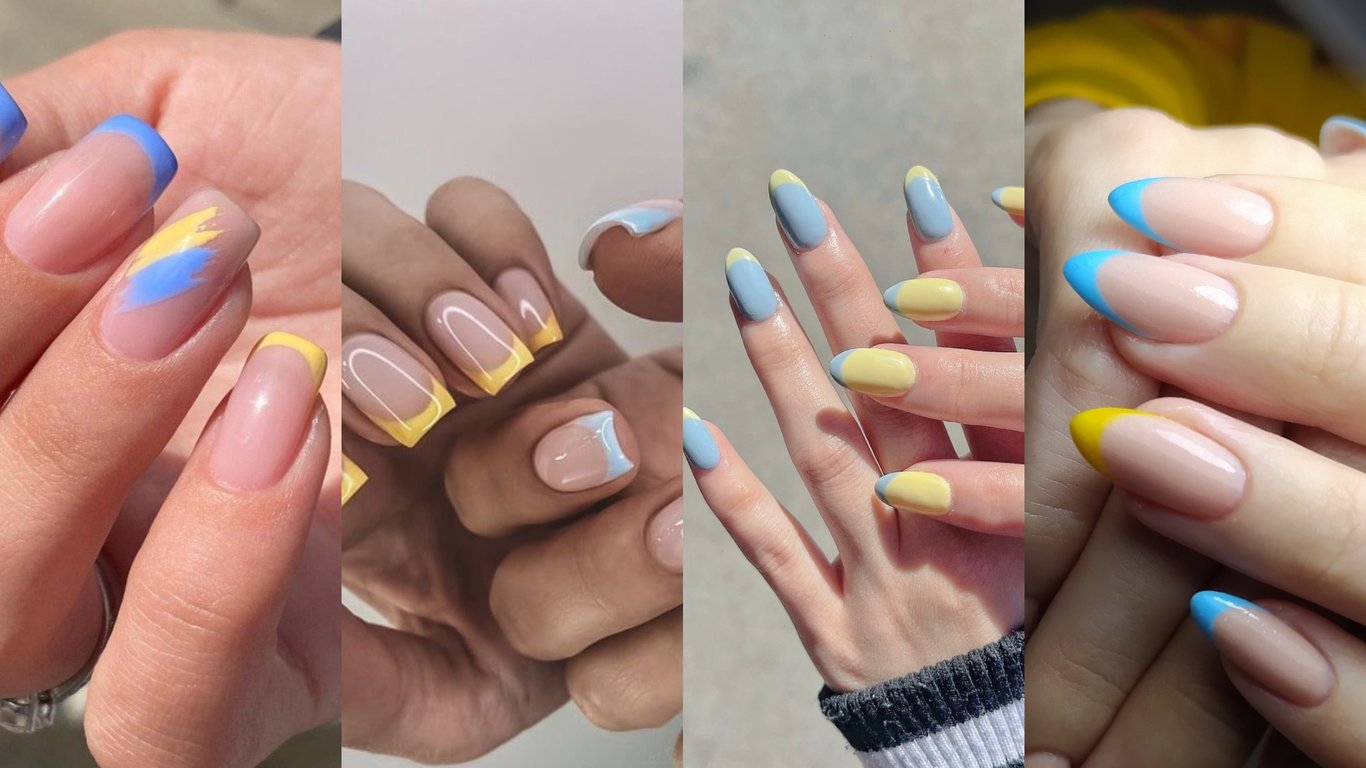 Манікюр в жовто-блакитних кольорах