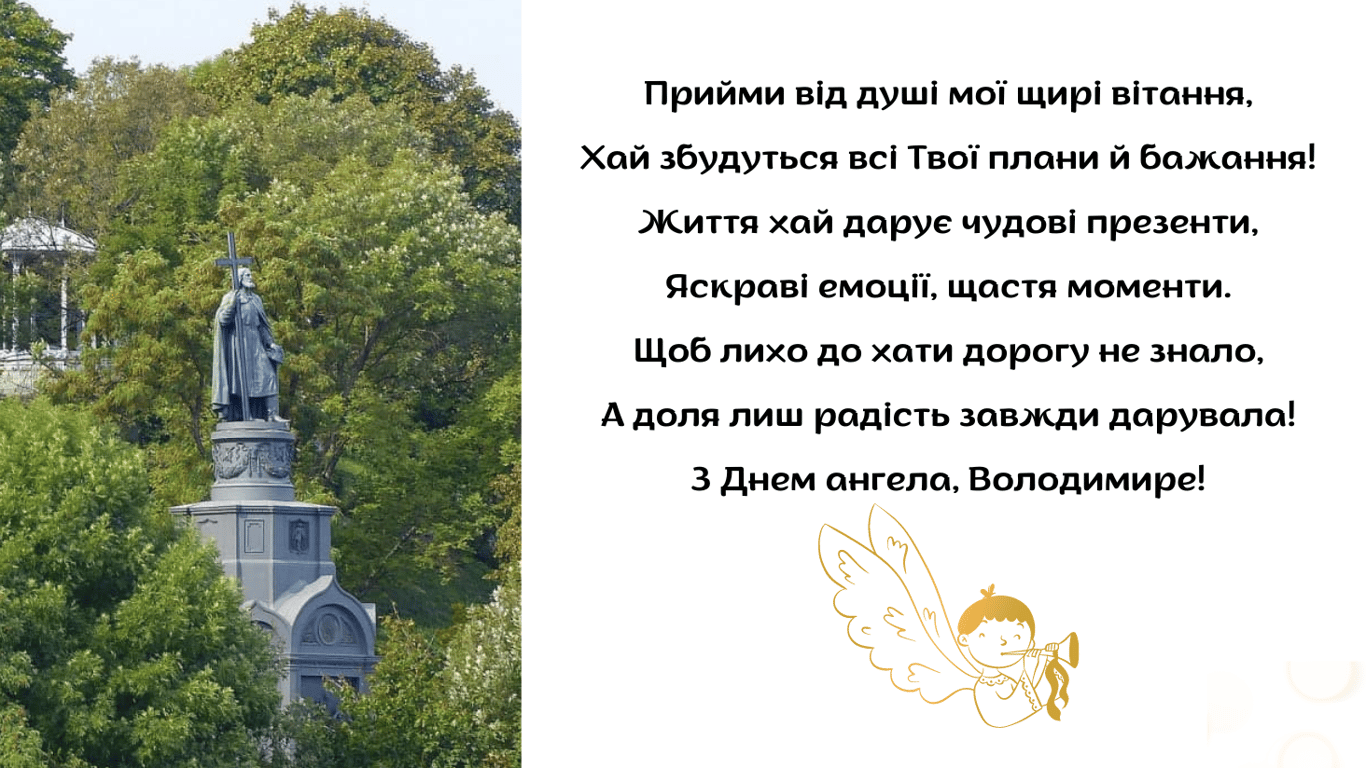 З Днем ангела Володимира 2024 року — красиві привітання у листівках