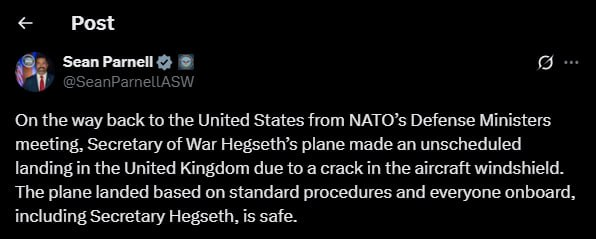 Літак глави Пентагону здійснив екстрену посадку у Британії - фото 1