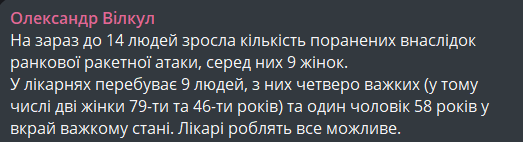 ракетний удар по Кривому Рогу 12 березня