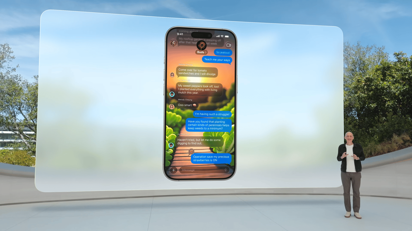 The updated Messages app in iOS 26