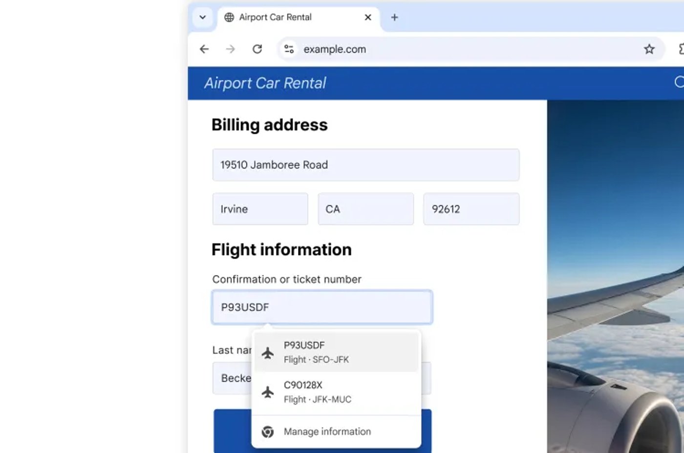 Enhanced autofill suggestions in Chrome on AndroidChrome gets information about upcoming trips and flights from Google Wallet