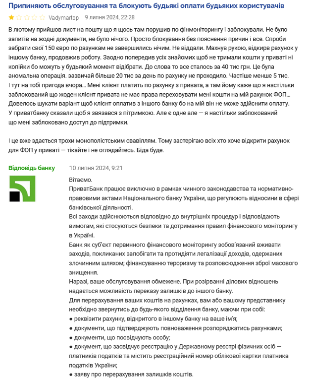 Приватбанк жалобы