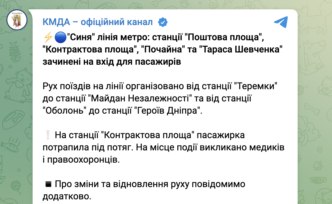 Київ метро падіння під поїзд